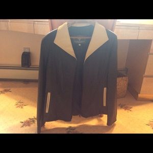 NWOT Black and Tan leather jacket